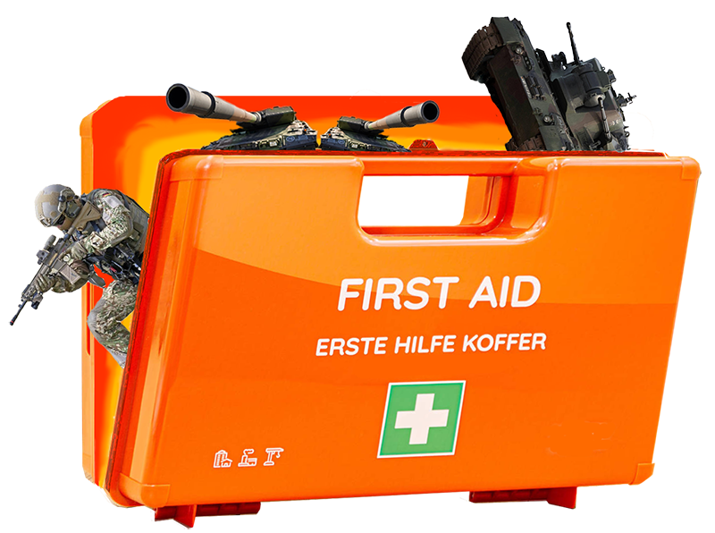 Erste-Hilfe-Koffer mit militärischem Gerät