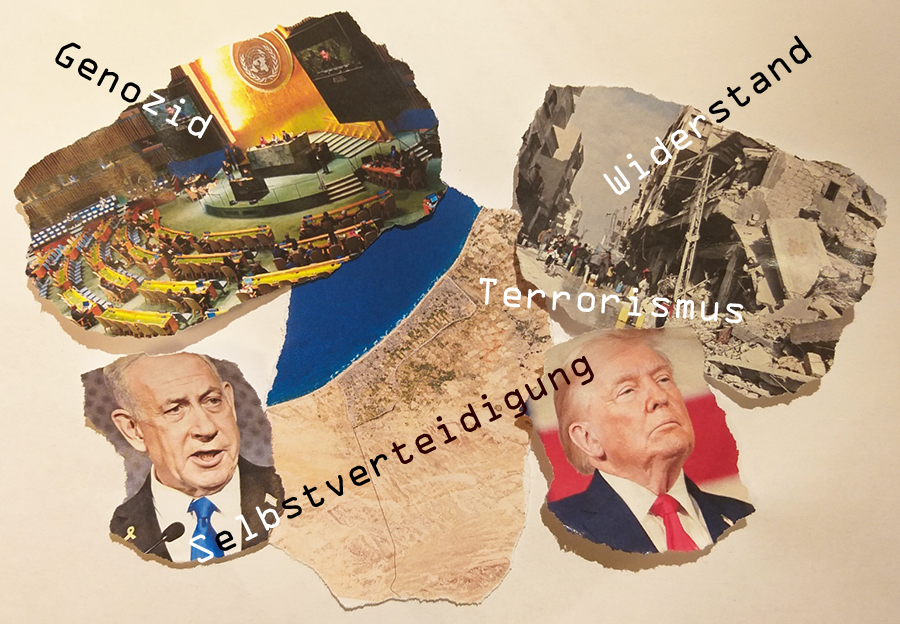 Eine Collage aus Bildern um den Gaza-Konflikt